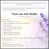 Todesanzeige Vreni von Arb-Mathis, Arbon