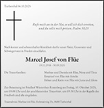 Todesanzeige Marcel Josef von Flüe