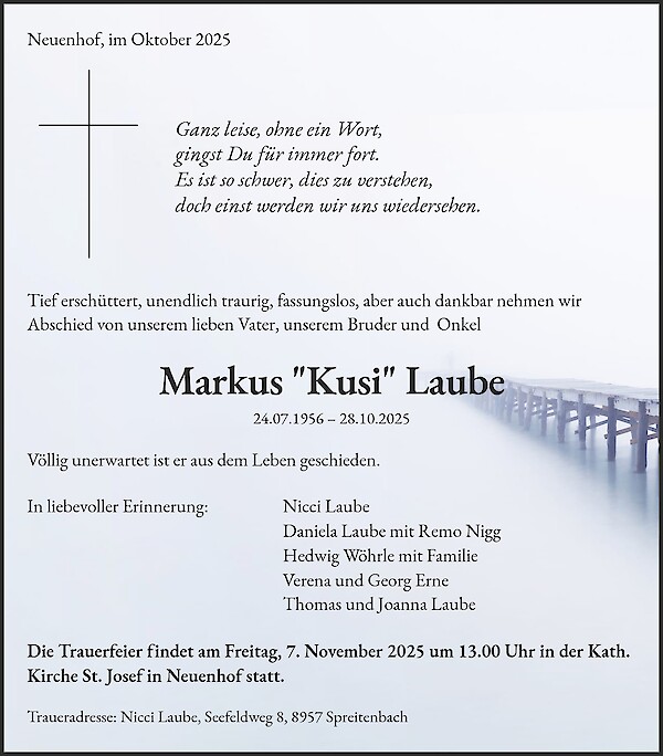 Todesanzeige von Markus "Kusi" Laube