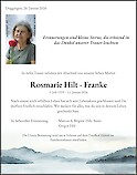 Todesanzeige Rosmarie Hilt - Franke, Duggingen