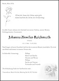 Todesanzeige Johanna Ziswiler-Reichmuth, Buchs
