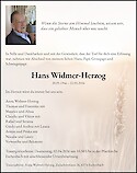Todesanzeige Hans Widmer-Herzog